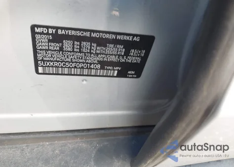 2015 BMW X5 xDrive35I from USA, damaged, VIN 5UXKR0C50F0P01408